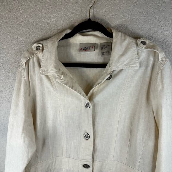 Biilblass Jeanswear White Button Up Collar Long Sleeved Jacket - Picture 3 of 4